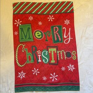 Festive Red Merry Christmas Holiday Outdoor Flag 28x41